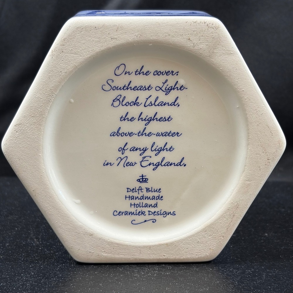 Delft Blue Ceramiek Designs Rhode Island Lighthouses Hexagonal Ceramic Bowl